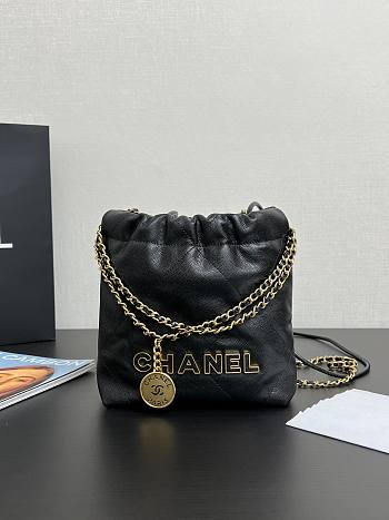 Chanel Hobo Mini Crossbody Bag Shiny Caviar Black Size 23x18.5x6cm