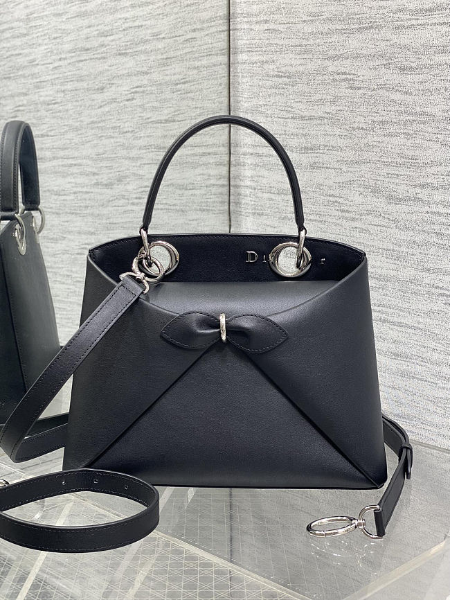 DIOR NEW COLLECTION - Medium Dior Cigale Bag Black Shiny Supple Calfskin - 1