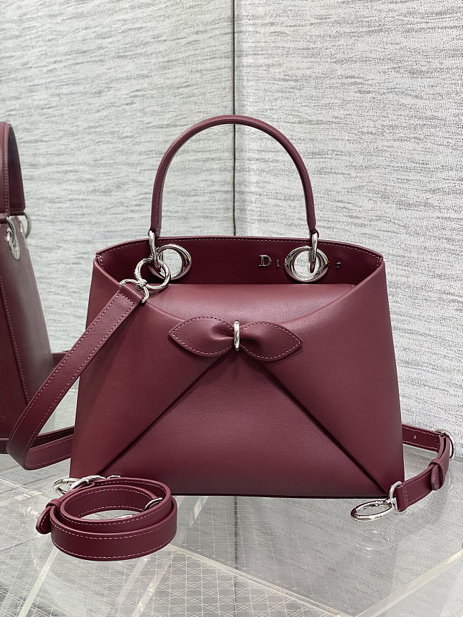 DIOR NEW COLLECTION -  Medium Dior Cigale Bag Hermitage Red Shiny Supple Calfskin - 1