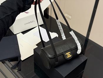 CHANEL 2026 - Chanel Preppy Coco Bowling Bag Black Shiny Caviar Brushed Gold Hardware
