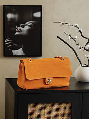 CHANEL 2026 - Chanel Double Flap Suede Handbag Orange Color - 5