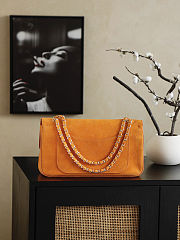 CHANEL 2026 - Chanel Double Flap Suede Handbag Orange Color - 4