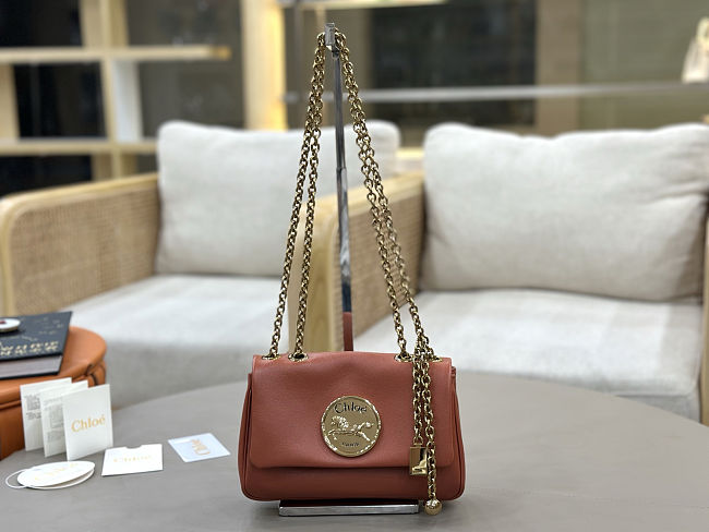 Chloé heritage chain leather small shoulder bag Terracotta Rose Size 21x13x5cm - 1