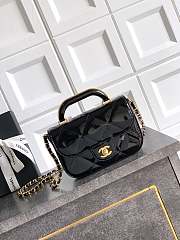 Mini flap bag with top handle, Metallic mirror calfskin Size 18x4.5x13cm - 1