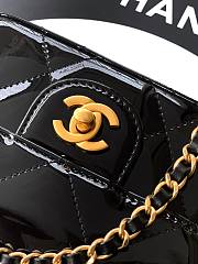 Mini flap bag with top handle, Metallic mirror calfskin Size 18x4.5x13cm - 4