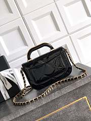Mini flap bag with top handle, Metallic mirror calfskin Size 18x4.5x13cm - 3