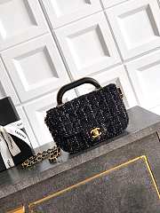 Chanel Mini flap bag with top handle Cashmere tweed & gold-tone - 1