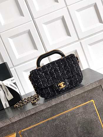 Chanel Mini flap bag with top handle Cashmere tweed & gold-tone