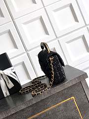 Chanel Mini flap bag with top handle Cashmere tweed & gold-tone - 4