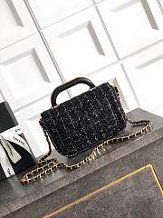 Chanel Mini flap bag with top handle Cashmere tweed & gold-tone - 5