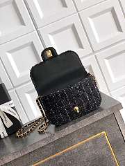 Chanel Mini flap bag with top handle Cashmere tweed & gold-tone - 3