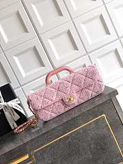 Chanel Large flap bag with top handle Tweed & gold metal pink Size 12x29x5cm - 1
