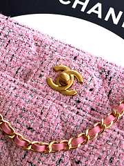 Chanel Large flap bag with top handle Tweed & gold metal pink Size 12x29x5cm - 5