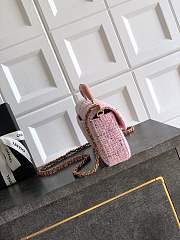 Chanel Large flap bag with top handle Tweed & gold metal pink Size 12x29x5cm - 3