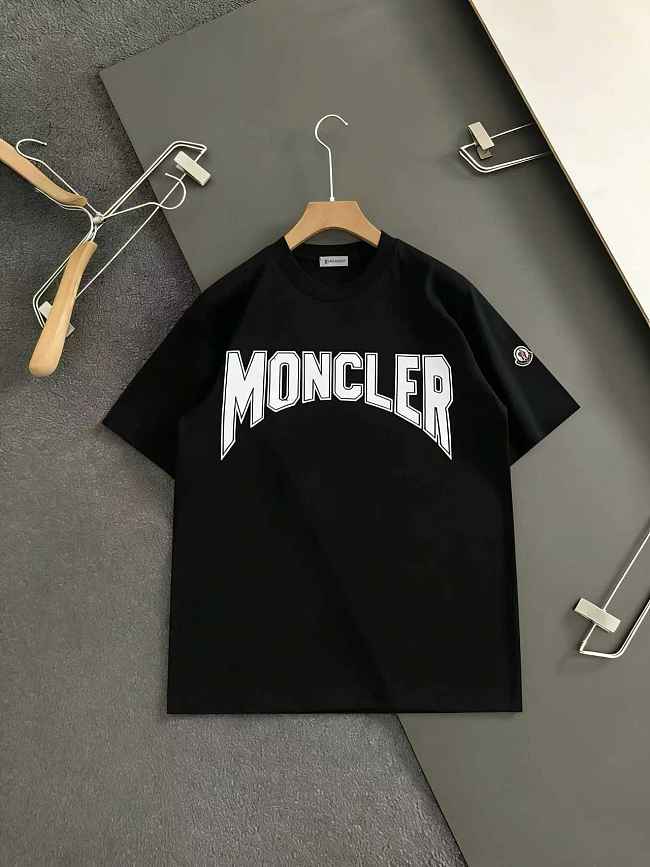 Moncler Trendy Printed Letter T-shirt Summer Short Black - 1