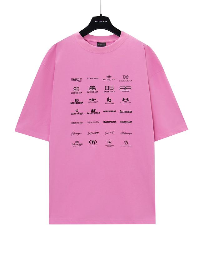 Balenciaga Pink Logo T-shirt in Cotton - 1
