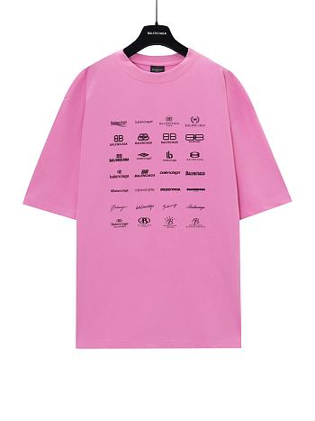 Balenciaga Pink Logo T-shirt in Cotton