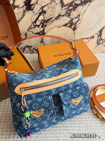 LV Baggy Bag Blue Denim M27329 Size 30 x 22 x 13 cm
