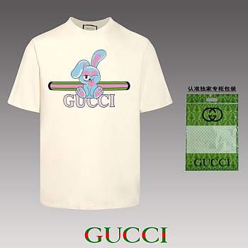 Gucci Premium Cute Rabbit Printed Drop Shoulder T-shirt