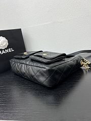 Chanel Black Quilted Caviar Supple Twins Hobo Bag Aged Gold Hardware Size 30x21.5x5cm - 6