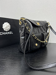 Chanel Black Quilted Caviar Supple Twins Hobo Bag Aged Gold Hardware Size 30x21.5x5cm - 4
