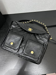 Chanel Black Quilted Caviar Supple Twins Hobo Bag Aged Gold Hardware Size 30x21.5x5cm - 2