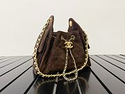 CHANEL 25 Mini Handbag Suede Calfskin & Gold-Tone Metal Dark Brown Size 20x22x12.5cm - 4