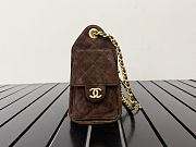 CHANEL 25 Mini Handbag Suede Calfskin & Gold-Tone Metal Dark Brown Size 20x22x12.5cm - 3
