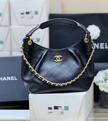 Chanel 26C Small Hobo Black Gold Hardwware Size 24x31x10cm