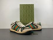 Gucci Men's serigraphy Screener trainer in dark blue and beige 848322 HVKI0 9666 - 1