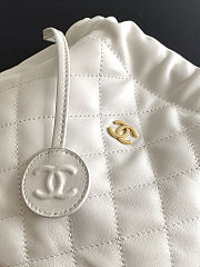 Chanel Drawstring Bucket Bag Soft Leather Quilted CC Logo Creamy White Color - 6