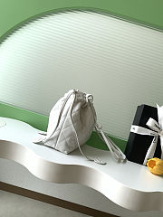 Chanel Drawstring Bucket Bag Soft Leather Quilted CC Logo Creamy White Color - 5