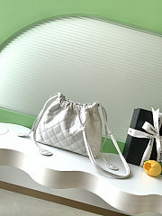 Chanel Drawstring Bucket Bag Soft Leather Quilted CC Logo Creamy White Color - 2