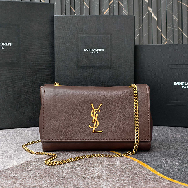 Saint Laurent Kate Chain Wallet in Smooth Leather Brown with Gold Hardware Size 28.5x20x6cm - 1
