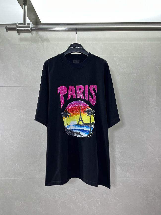Balenciaga Paris Tropical T-Shirt - Black  - 1