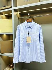 BURBERRY Logo Applique Striped Cotton Poplin Shirt - 1