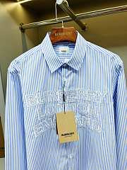 BURBERRY Logo Applique Striped Cotton Poplin Shirt - 6