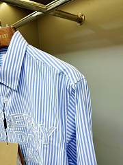 BURBERRY Logo Applique Striped Cotton Poplin Shirt - 5