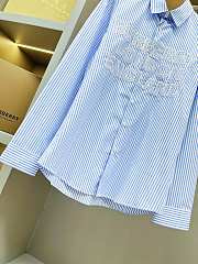 BURBERRY Logo Applique Striped Cotton Poplin Shirt - 4