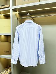 BURBERRY Logo Applique Striped Cotton Poplin Shirt - 3