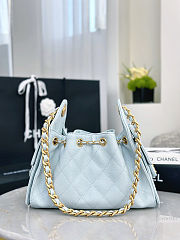 Chanel 25 Small Handbag for Women Grained Light Blue - 3