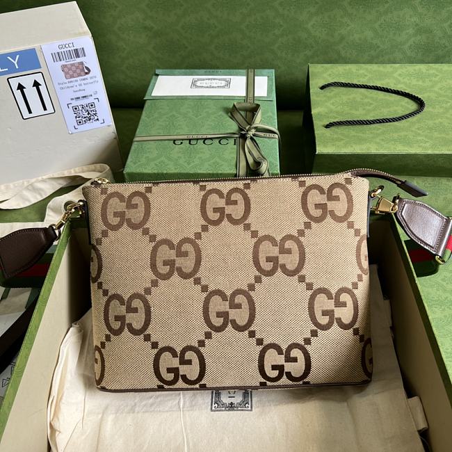 GUCCI - Jumbo GG Monogrammed Canvas Messenger Bag Size 31x 24.5x 5cm - 1
