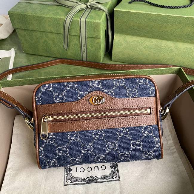 Gucci Ophidia GG Mini Dark Blue And Brown Leather Size 17.5x12x5.5cm - 1