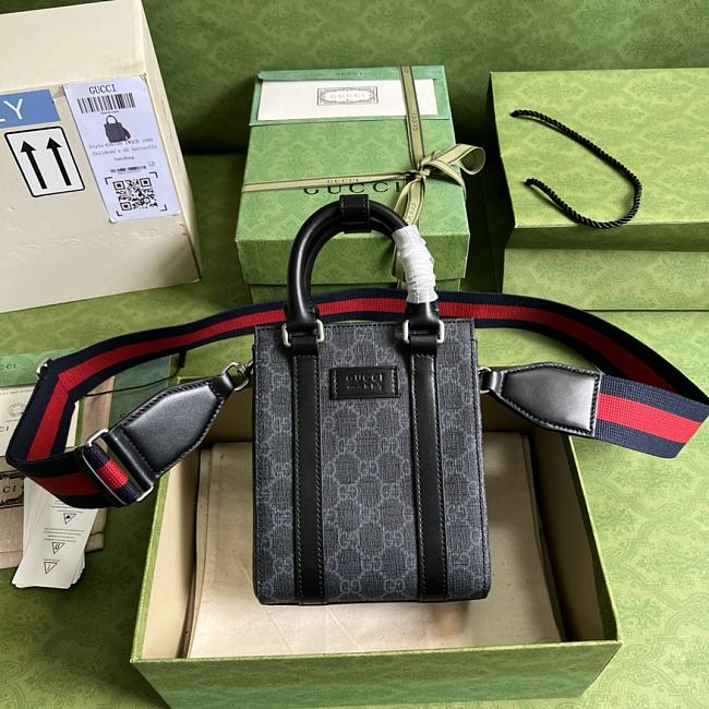 Gucci GG Supreme GG Web Canvas/Leather Mini Tote Bag Black Size 16x 20x 7cm - 1