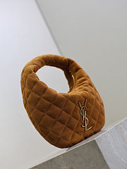 YSL Icarino Mini quilted suede top-handle bag in brown Size 17x13x3cm - 3