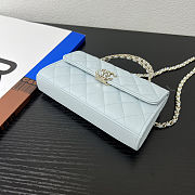 CHANEL KELLY TOP HANDLE 25S LIGHT BLUE CAVIAR GOLD CHAMPAGNE Size 18.5x10.5x5cm - 6
