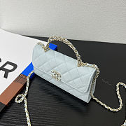 CHANEL KELLY TOP HANDLE 25S LIGHT BLUE CAVIAR GOLD CHAMPAGNE Size 18.5x10.5x5cm - 3