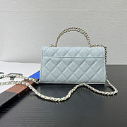 CHANEL KELLY TOP HANDLE 25S LIGHT BLUE CAVIAR GOLD CHAMPAGNE Size 18.5x10.5x5cm - 2