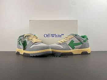 OFF-WHITE Out Of Office OOO Low Tops Light Grey Green OMIA189S24LEA0110555