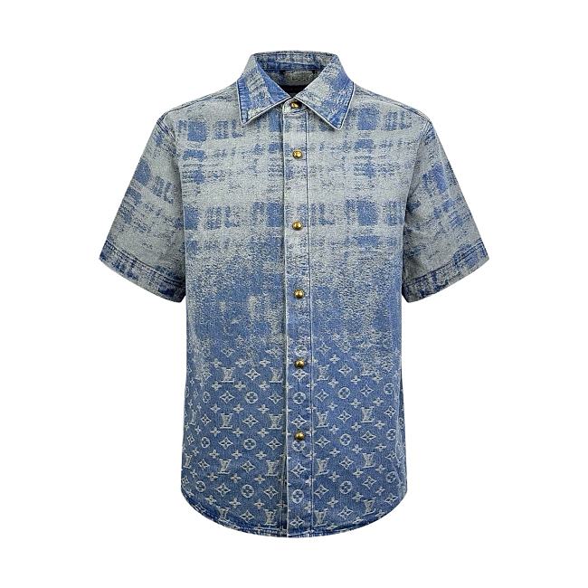 LV Denim Short-Sleeved Shirt 1AJC93 - 1